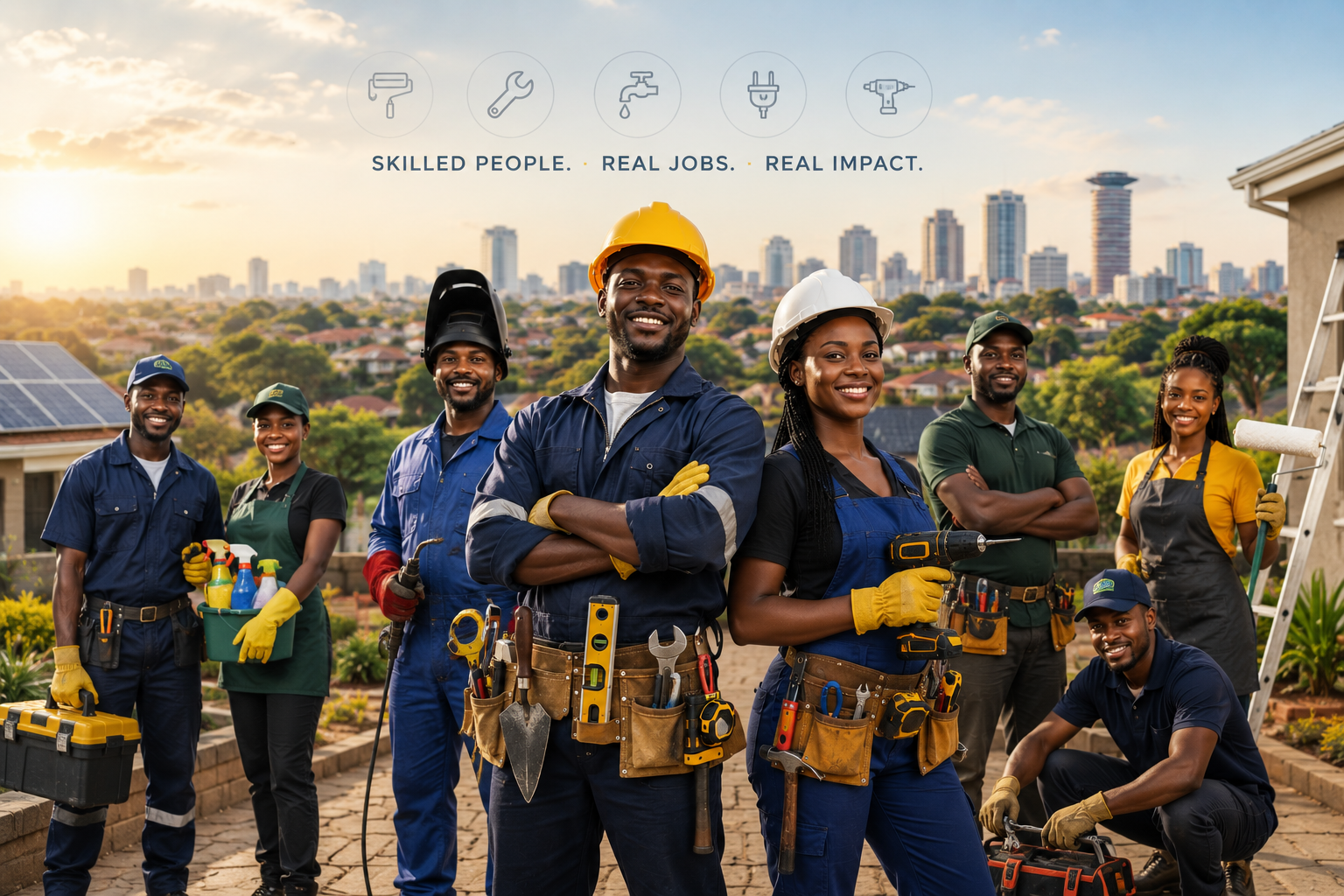 A team of skilled Maricho Connect workers standing together