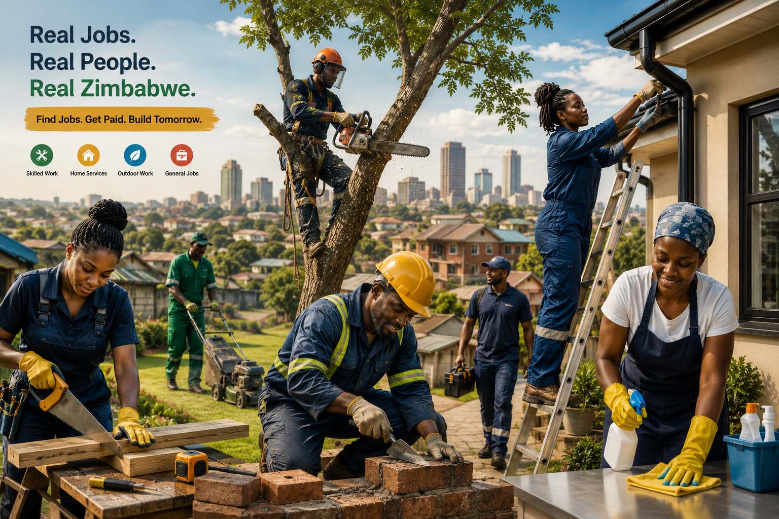 Real jobs, real people, real Zimbabwe — skilled workers across Maricho Connect